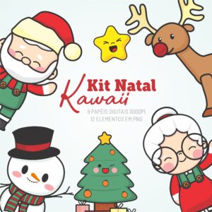 Kit Digital Natal Kawaii